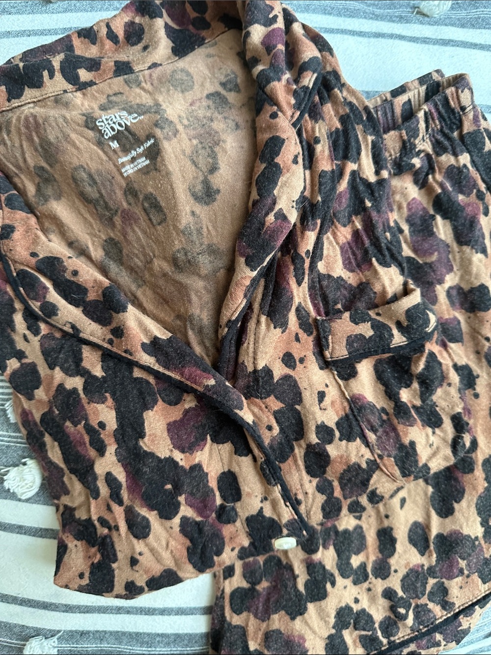 stars above Brown and Black Leopard Print Pajama Set